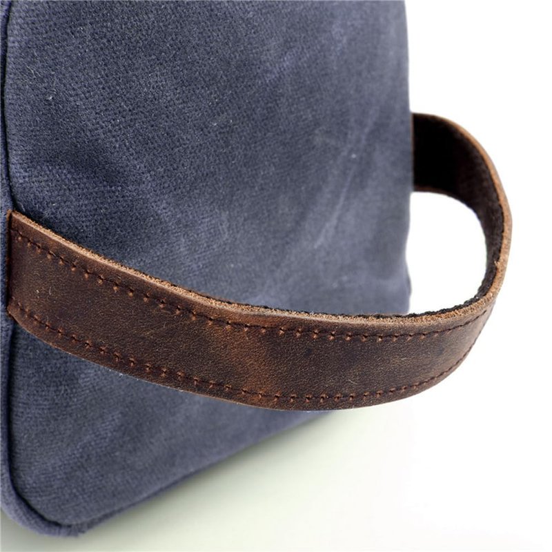 YY GEWETAO Toiletry Bag For Men Dopp Kit Durable Waxed Cotton Canvas With Leather Handle Toiletry Organizer Water-resistant Shaving Bag for Toiletries (Waxed Canvas, Grey)
