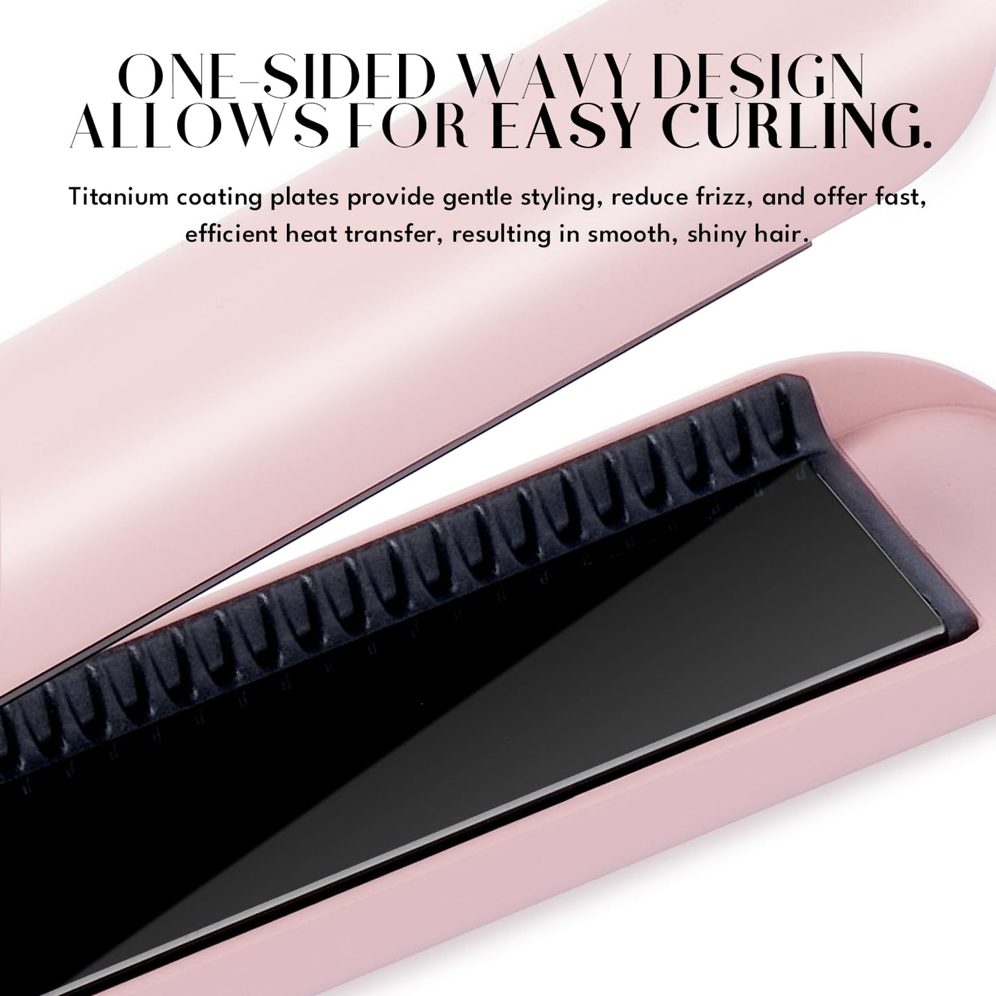 Rozamor Hair Straightener and Curler 2-in-1, Pink Titanium Flat Iron,1 Inch Anti-Scald Styler Infrared Negative Ions, Long-Lasting Hairstyles, Dual Voltage