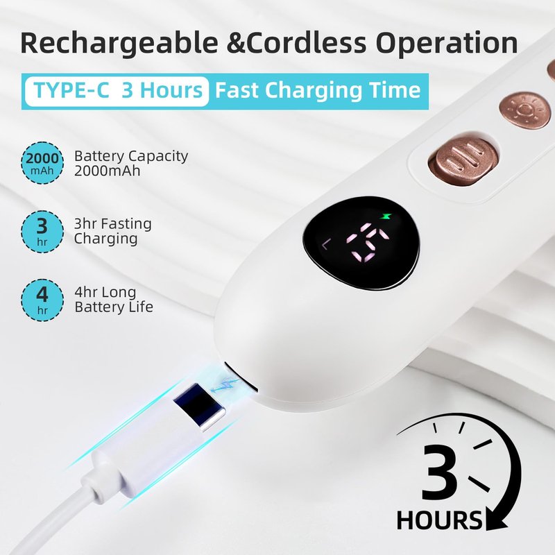 JODSONE Professional Manicure Pedicure Set with 8 Replacement Bits LED 15 Speed Display Multifunctional Rechargeable Cordless Nail Toenail Drill Rose Gold