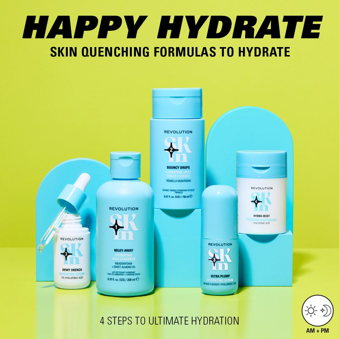 Revolution Skin, Dewy Drench 2% Hyaluronic Acid Hydrating Face Serum, Lightweight Formula & Plumps Skin, Vegan & Cruelty-Free, 1.01 fl oz