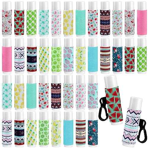 Sureio 40 Pcs Lip Balm Holder Keychain Bulk Lip Gloss Holder Keychain with Clip on Compact Elastic Lipstick Sleeves Christmas Stocking Stuffers Gift Gifts for Women