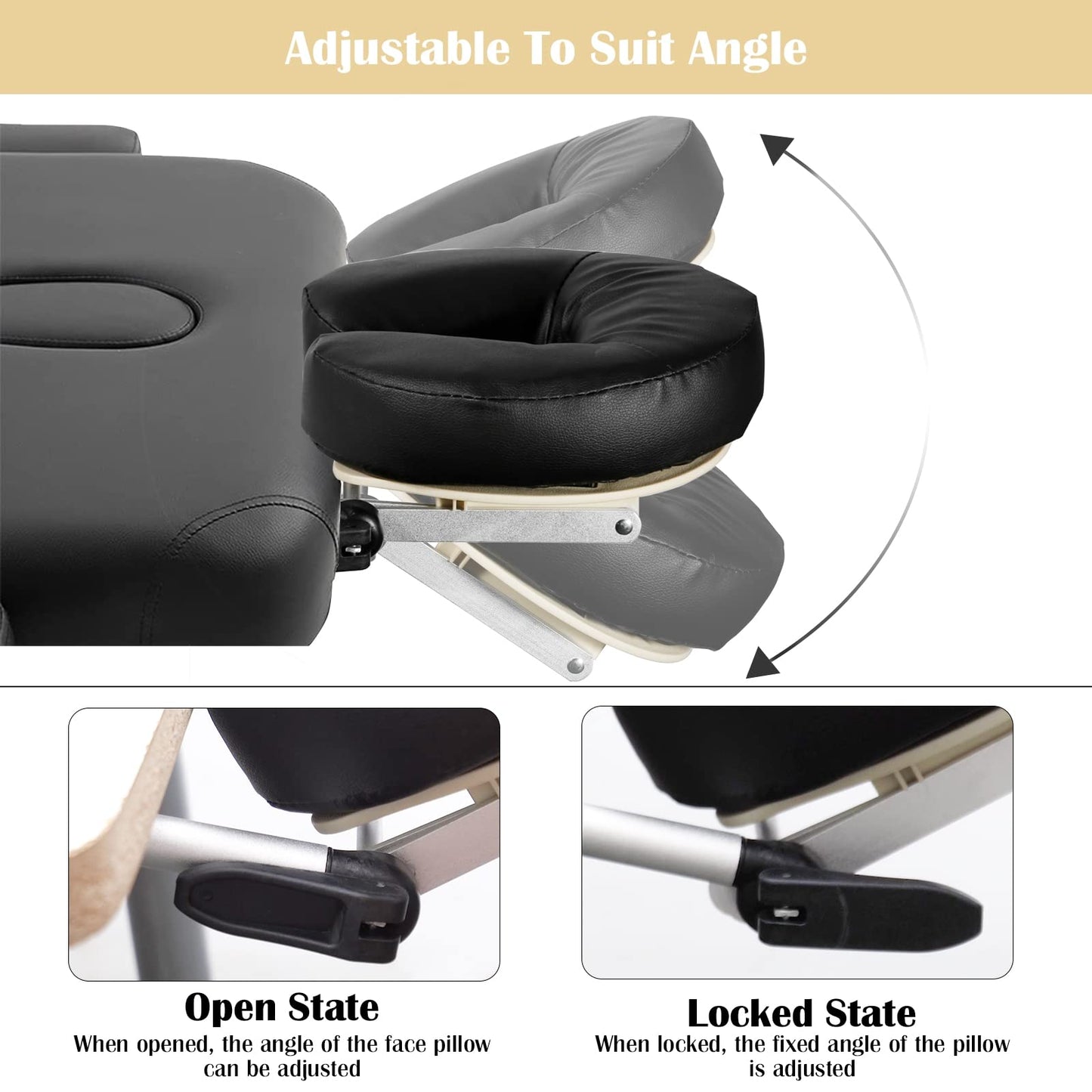 VARIPOWDER Massage Table Face Cradle Adjustable Massage Headrest for Bed