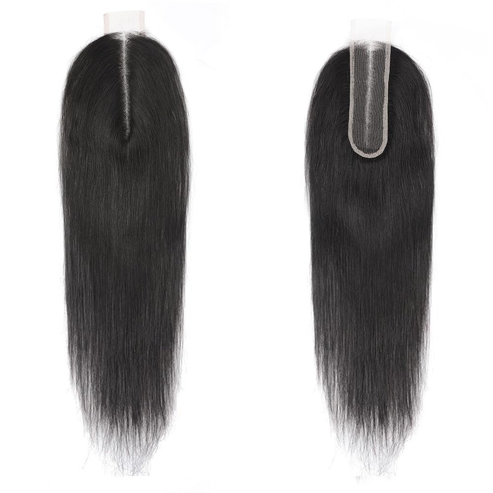 Brazilian 2x6 Lace Closure HD Human Hair 2x6 Straight 18 Inches Lace Closure Middle part 100% Human Hair Closure With Baby Hair (18 Inch, 2x6 Closure)