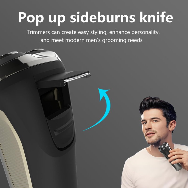 Electric Razor for Men,4D Floating Head Rotary Electric Razor,Ipx7 Waterproof Shavers for Men Wet & Dry Shaver with LCD Display& Quiet Motor (Black)