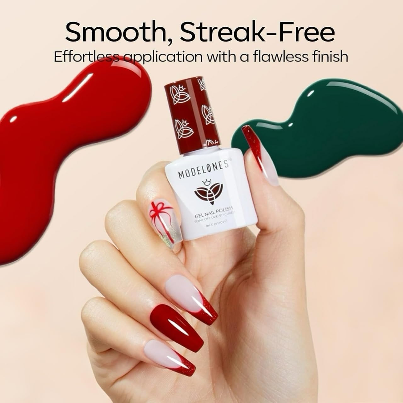Modelones 8 Colors Gel Nail Polish Kit with U V light, Green Cat Eye Red Gold Sparkle White Glitter Pink Complete Manicure Set Nail Strengthener Base Top Coat Chrome Powder Holiday Gift for Women