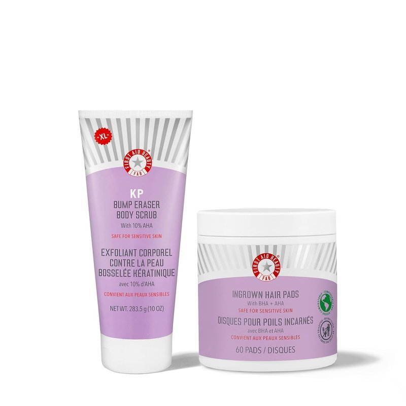 Jumbo Body KP Bump Eraser Duo - Exfoliating Scrub & Ingrown Hair Pads with 10% BHA/AHA | 10 oz Scrub, 60 Pads