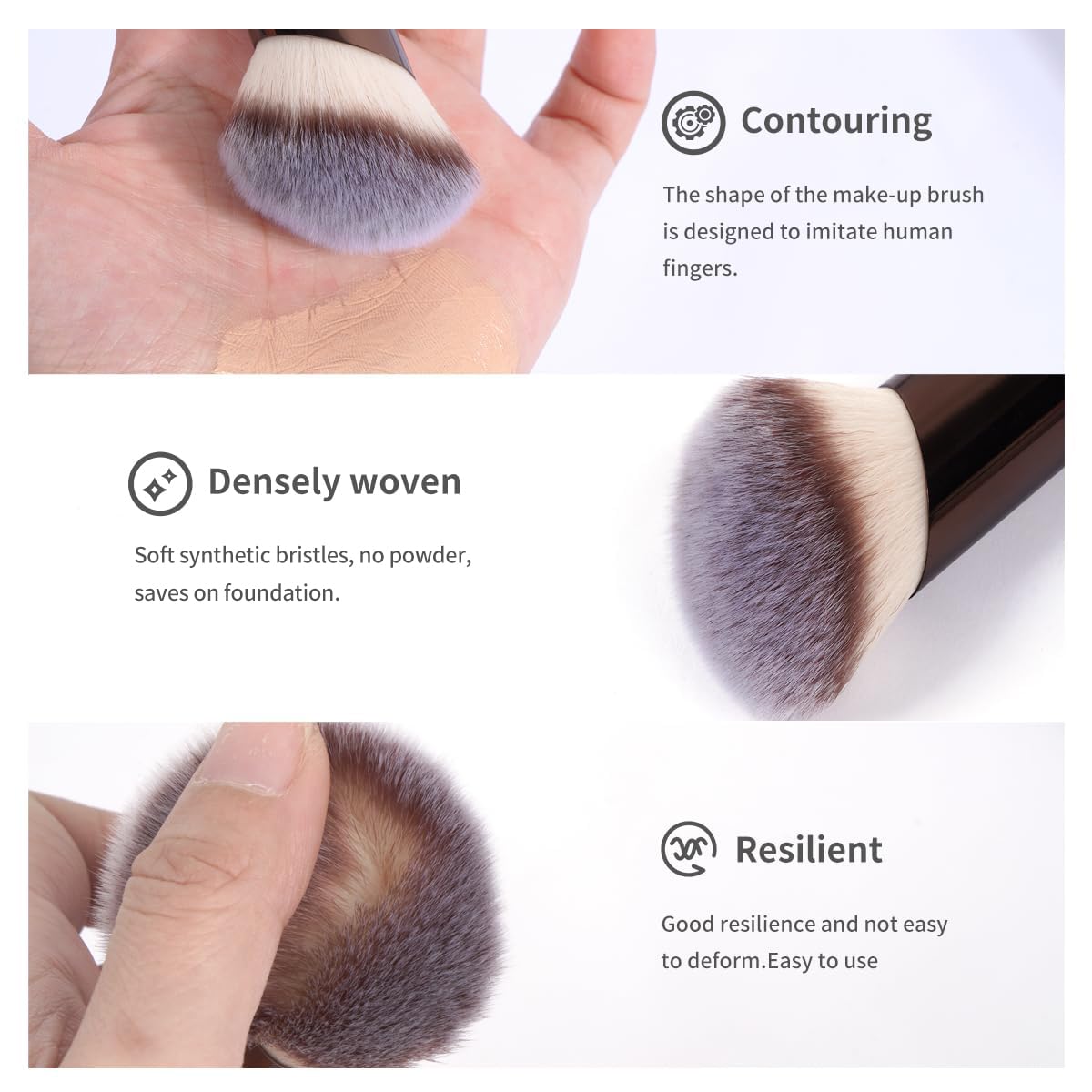 MAANGE 5 PCS Foundation Makeup Brush Set Double-ended Kabuki Mask Contour Brush for Liquid Powder Concealer Cream Cosmetics Blending Makeup Brushes (Coffee)