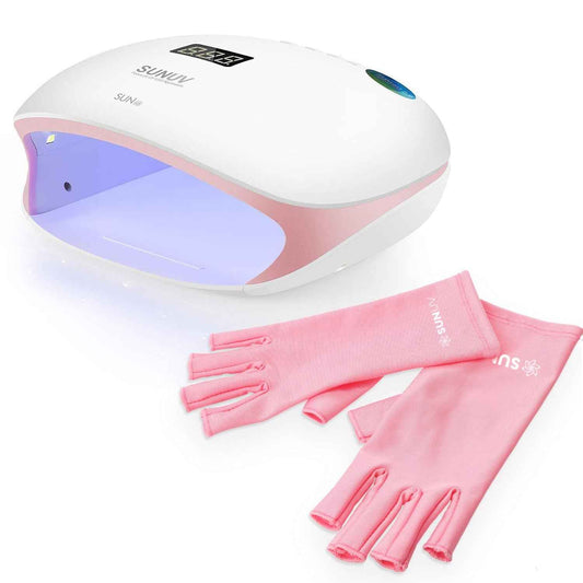 48W SUNUV SUN4S UV Nail Lamp with 4 Timer Settings & UV Gloves - Gel Nail Dryer