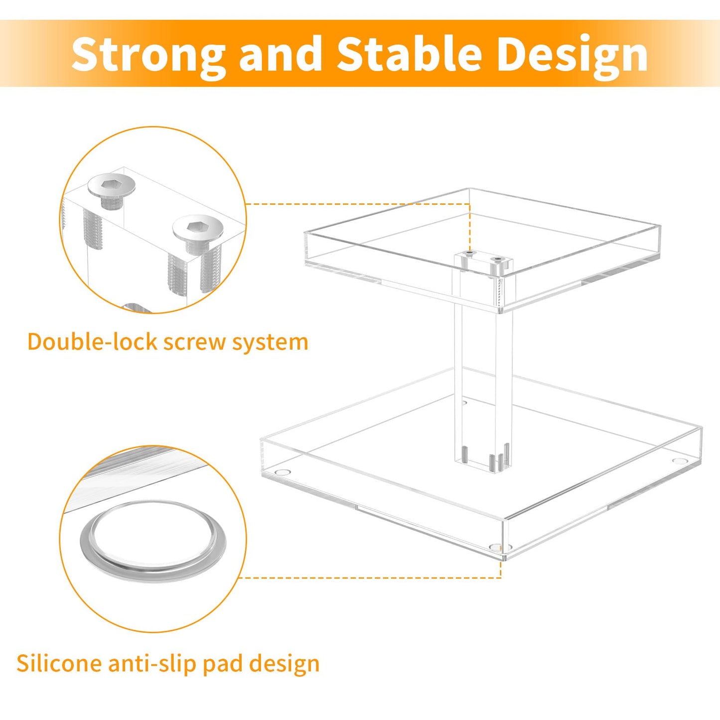 NIUBEE 2-Tier Acrylic Bathroom Cosmetic Storage Organizer for Dresser and Countertop - Standing Perfume Tray for Bedroom Decor