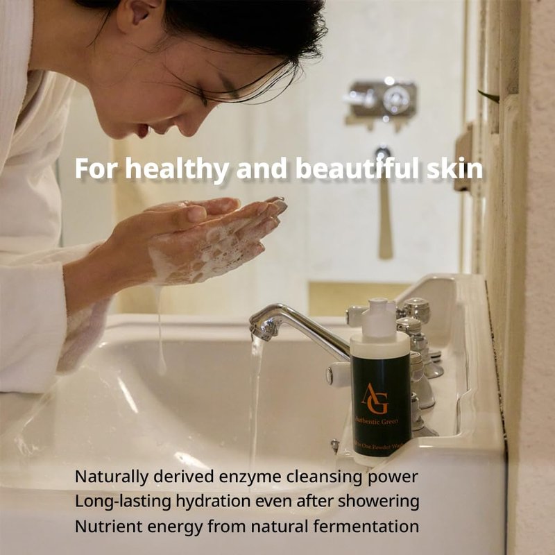 Authentic Green All In One Powder Wash ㅣ Portable Natural Cleanser For Face ㅣ Travel Friendly Skincare ㅣ Easy Dissolving Powder Formula ㅣ Hygienic Single Use ㅣ Botanical Extracts ㅣ3g X 20P