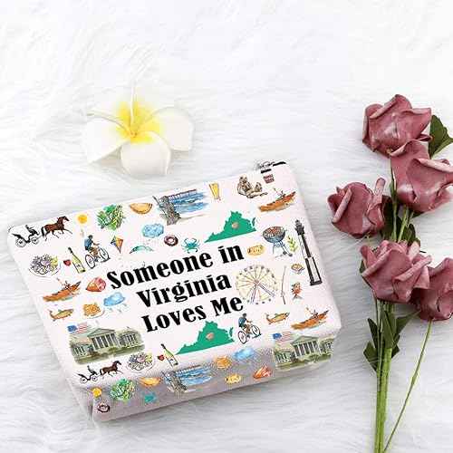 PXTIDY Virginia Travel Makeup Bag Long Distance Relationships Gift Someone In Virginia Loves Me Bag Virginia Souvenir Gift