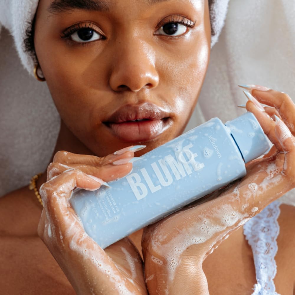 Blume Meltdown Salicylic Acid Cleanser - Balancing Gel Face Wash for Oily Skin - Hydrating Facial Cleanser with Glycerin & Ceramides - Non-Stripping & Makeup-Removing Skin Care (6 oz)