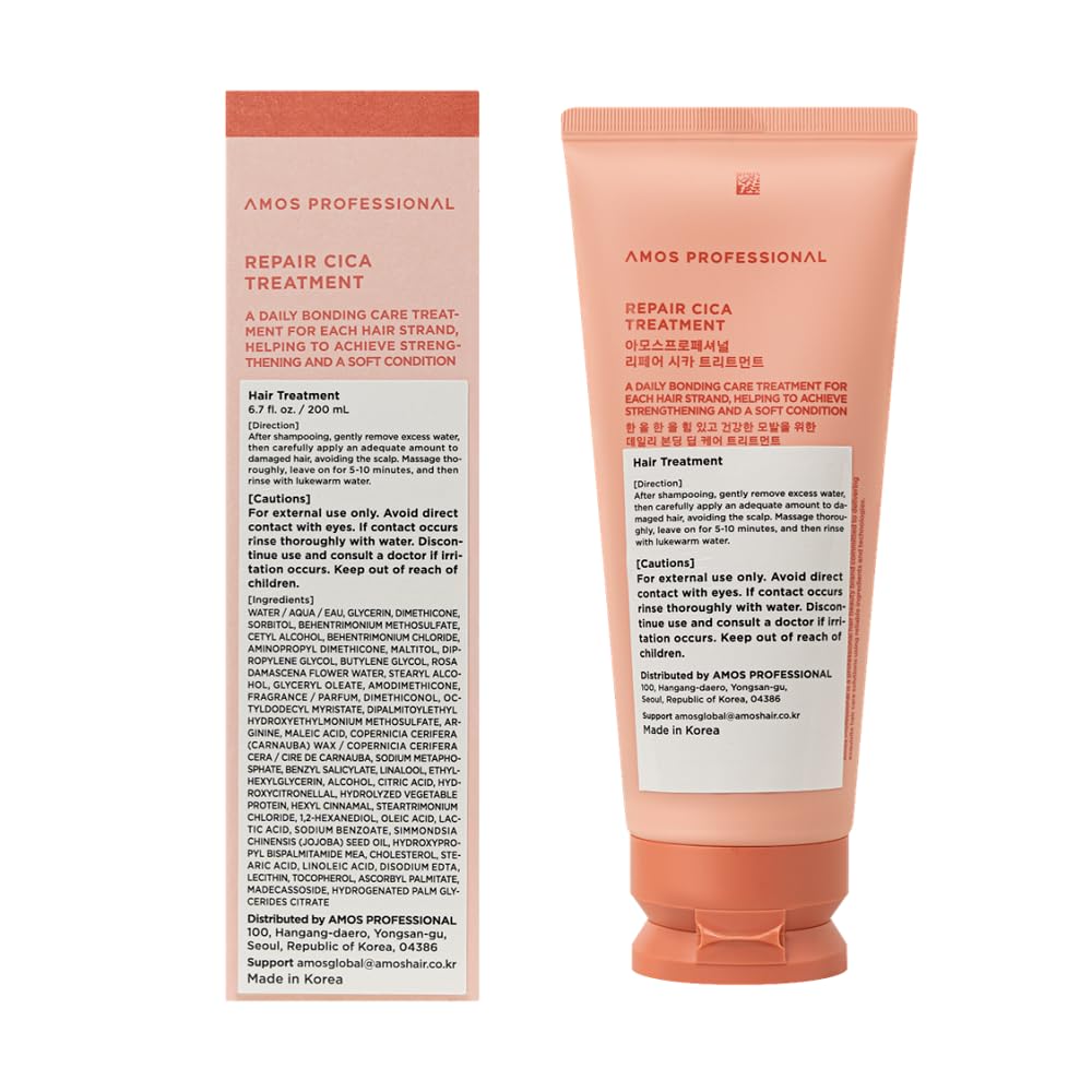 AMOS PROFESSIONAL Repair Cica Hair Mask l Repairs, Strengthens, & Nourishes for Split Ends & Breakage, Reverse Hair Damage from Bleach, Color, Chemical Services, 6.7 fl. oz.