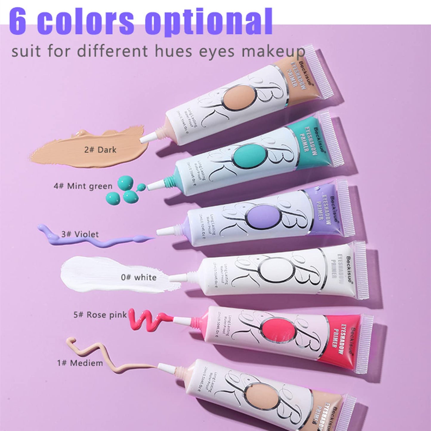 MAEPEOR Matte Eyeshadow Primer 6 Colors Prevent Oily Lids and Creasing Eye Primer Base Long-lasting Waterproof & Smudgeproof Eye Base Makeup for All Shadows (1 Medium)