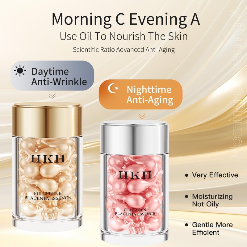 Vitamin C & Retinol Serum Capsules Set | 48 Morning & 48 Evening - Anti-Aging Face Serum for Smooth, Hydrated Skin