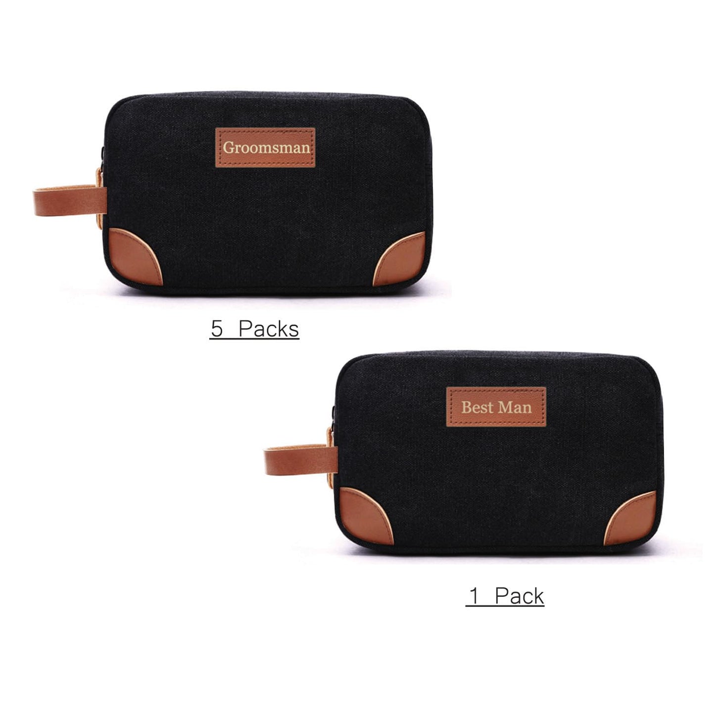 YUEHUO Sets of 6 Groomsmen Toiletry Bags, Gift Idea for Best Man and Groomsman, Groomsman Proposal Gift for Bachelor Party, Wedding Party, Black