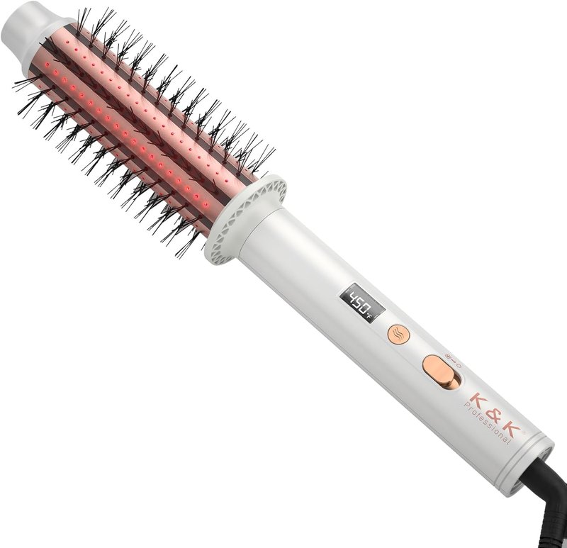 K&K Infrared Thermal Brush - 1.5 Inch Ceramic Tourmaline Heated Round Brush for Effortless Blowout Styles