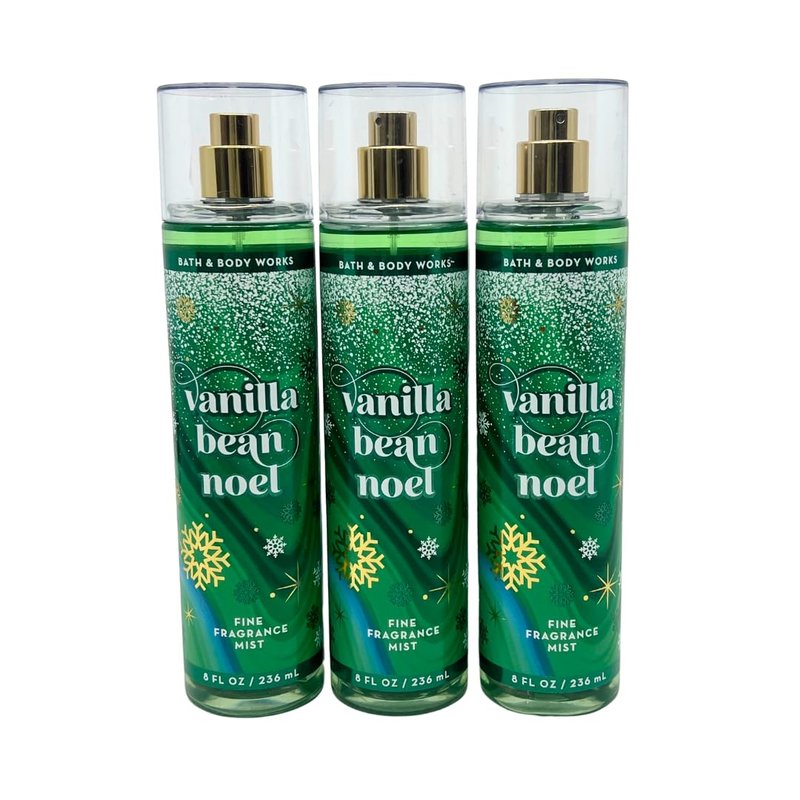 Bath & Body Works Vanilla Bean Noel Fine Fragrance Mist 8oz - Lot of 3-2022 Version