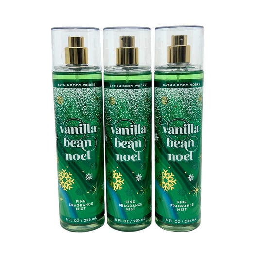 Bath & Body Works Vanilla Bean Noel Fine Fragrance Mist 8oz - Lot of 3-2022 Version