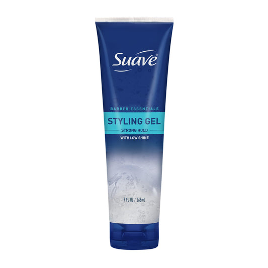 Suave Barber Essentials Styling Gel for Men, Strong Hold and Low Shine, No Flakes, Barber-Quality Results, 9 oz