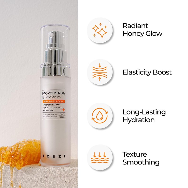 IZEZE PROPOLIS PBA Enrich Serum 1.01 fl.oz, 30 ml | Rich Nourishment for Glow Skin, Deep Hydration, Korean Skincare Niacinamide Serum, Skin Elasticity
