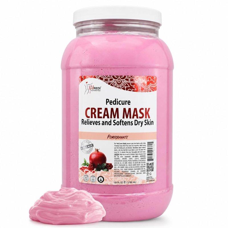 SPA REDI - Body and Foot Cream Mask, Pomegranate, 128 Oz - Pedicure Massage for Tired Feet and Body, Hydrating, Fresh Skin - Infused with Hyaluronic Acid, Amino Acids, Panthenol, Comfrey Extract