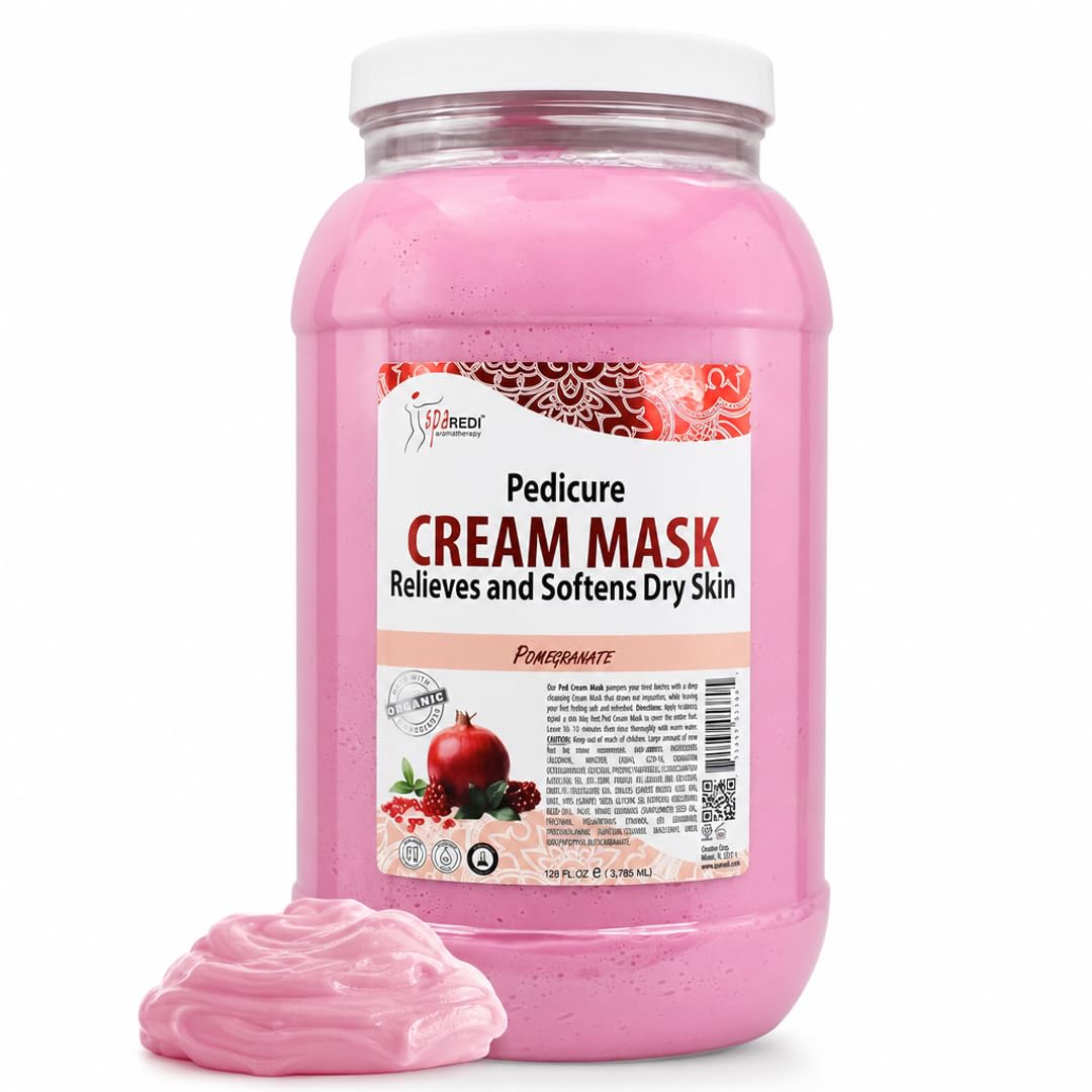 SPA REDI Hydrating Cream Mask & Massage Lotion – Hyaluronic Acid, Amino Acids & Pomegranate | Alcohol-Free Moisturizer for Dry Skin, Calluses & Post-Exfoliation | Professional Salon Use | 128 oz