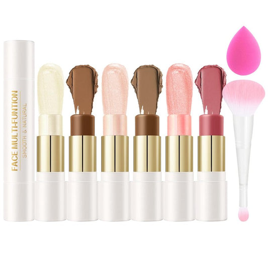 QIUFSSE 8 PCS Contour Stick Makeup Contour Kit,Double-ended Design with Highlighter,Blush and Bronzer Stick,Lightweight,Easy to Sculpt,Create a Matte and Dewy Finishing Makeup（Set B）