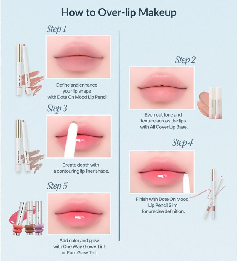 Heart Percent Dote On Mood One Way Glowy Tint, Glass-like High Shine Glossy Finish w/Long-Lasting Luminous Color Lip Stain for Glowy Look, #11.Dawn Mauve