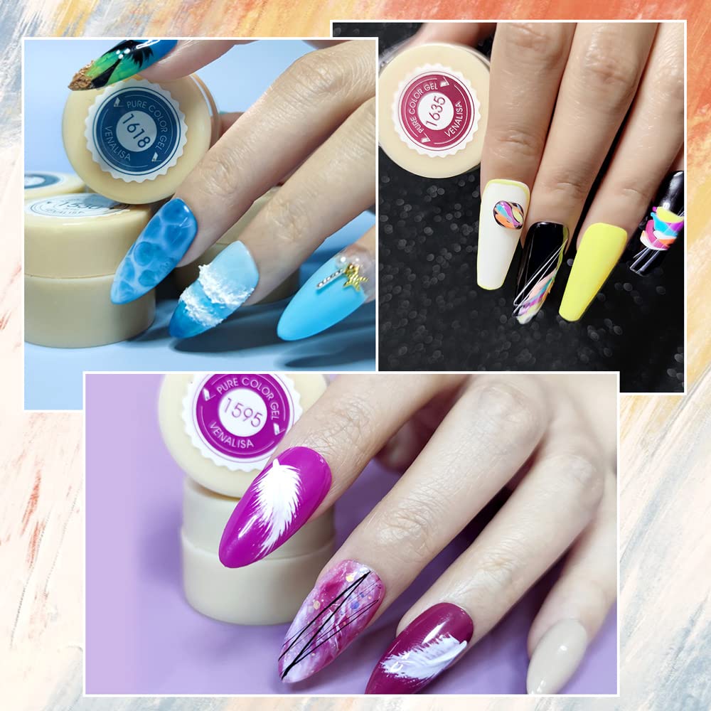 VENALISA Gel Paint Nail Art Set, 60 Colors Solid Gel Polish Art Kit, Professional Salon DIY Gift