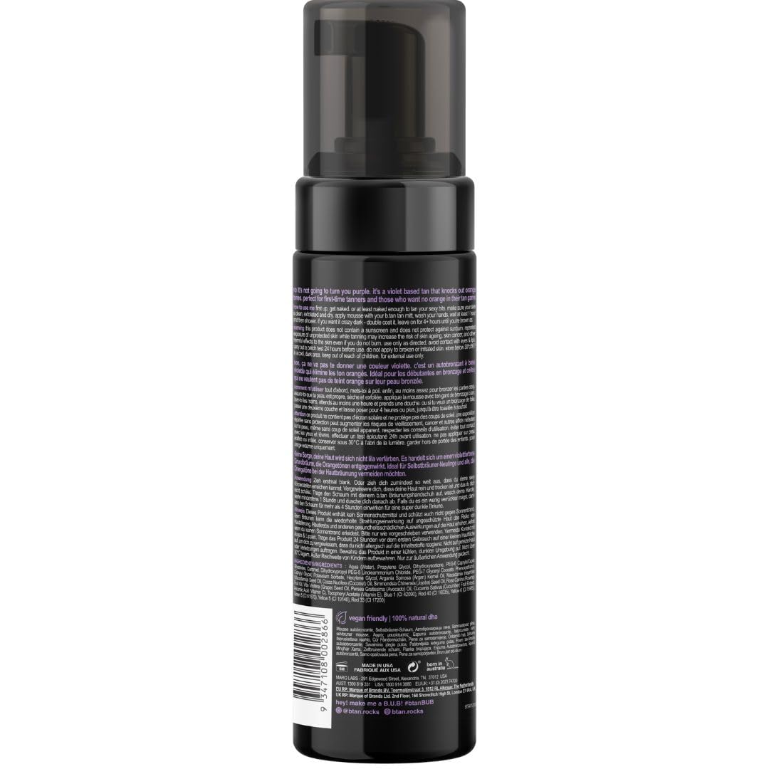 Violet Self Tanner Kit - Dark Tanning Mousse with Mitt Applicator | 1 Hour Express, Vegan, 6.7 Fl Oz