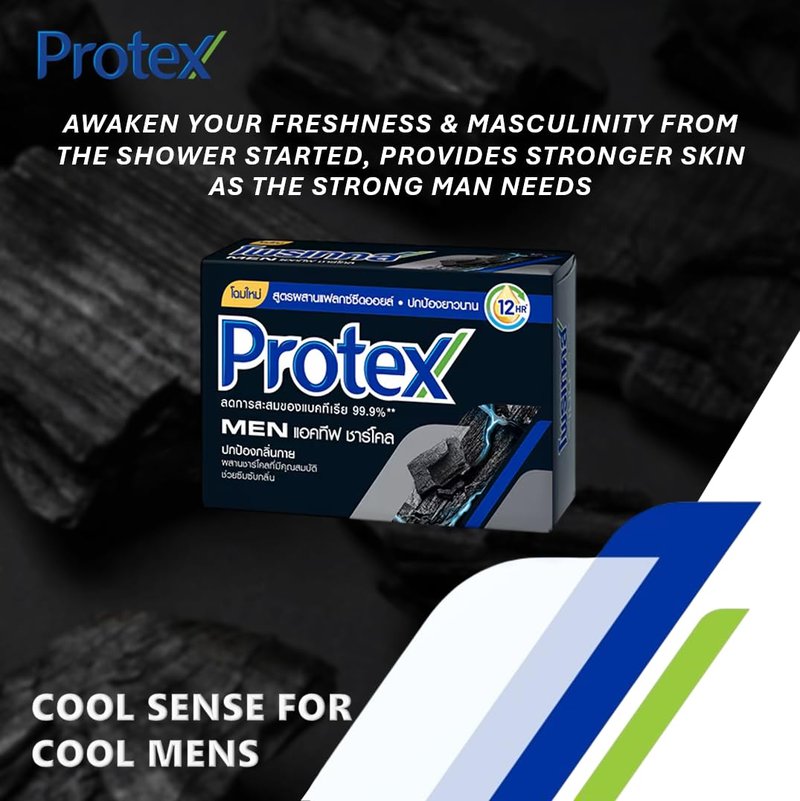 Active Charcoal Bar Soap (Pack of 4, 2.11 oz. Each) Compatible With Protex For Men, For Sportman, Max Cooling Formula /60g. per count