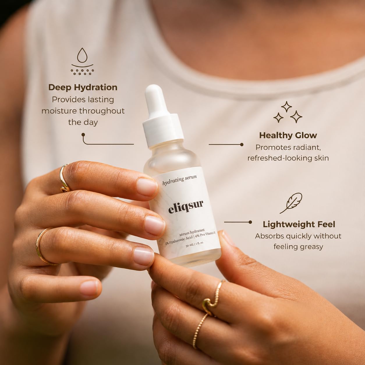 Elisqur Hydrating Serum – Hyaluronic Acid for face, Hydrating Treatment with Liquorice Extract for Glowing Skin, Moisturizing Face