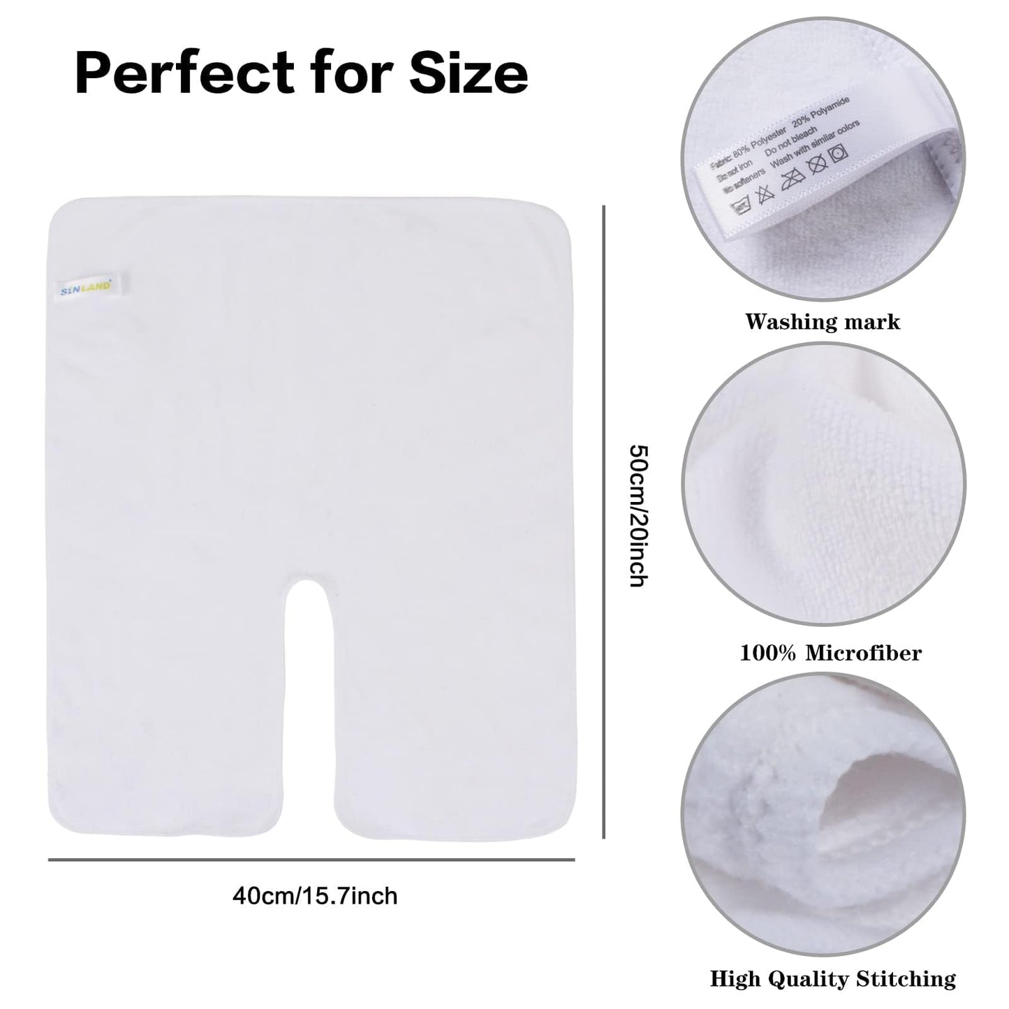 SINLAND Microfiber Esthetician Towels for Facials 6 Pack White