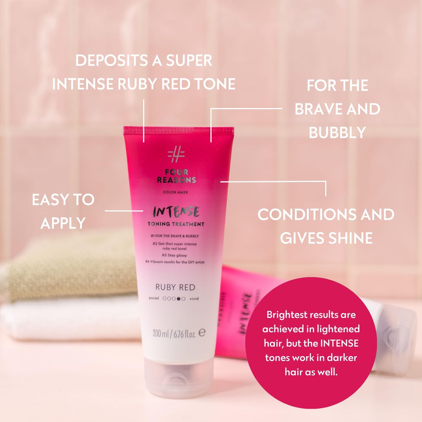 Intense Ruby Red Semi-Permanent Hair Dye - 100% Vegan Conditioning Treatment | 6.76 fl oz, 27 Shades Available