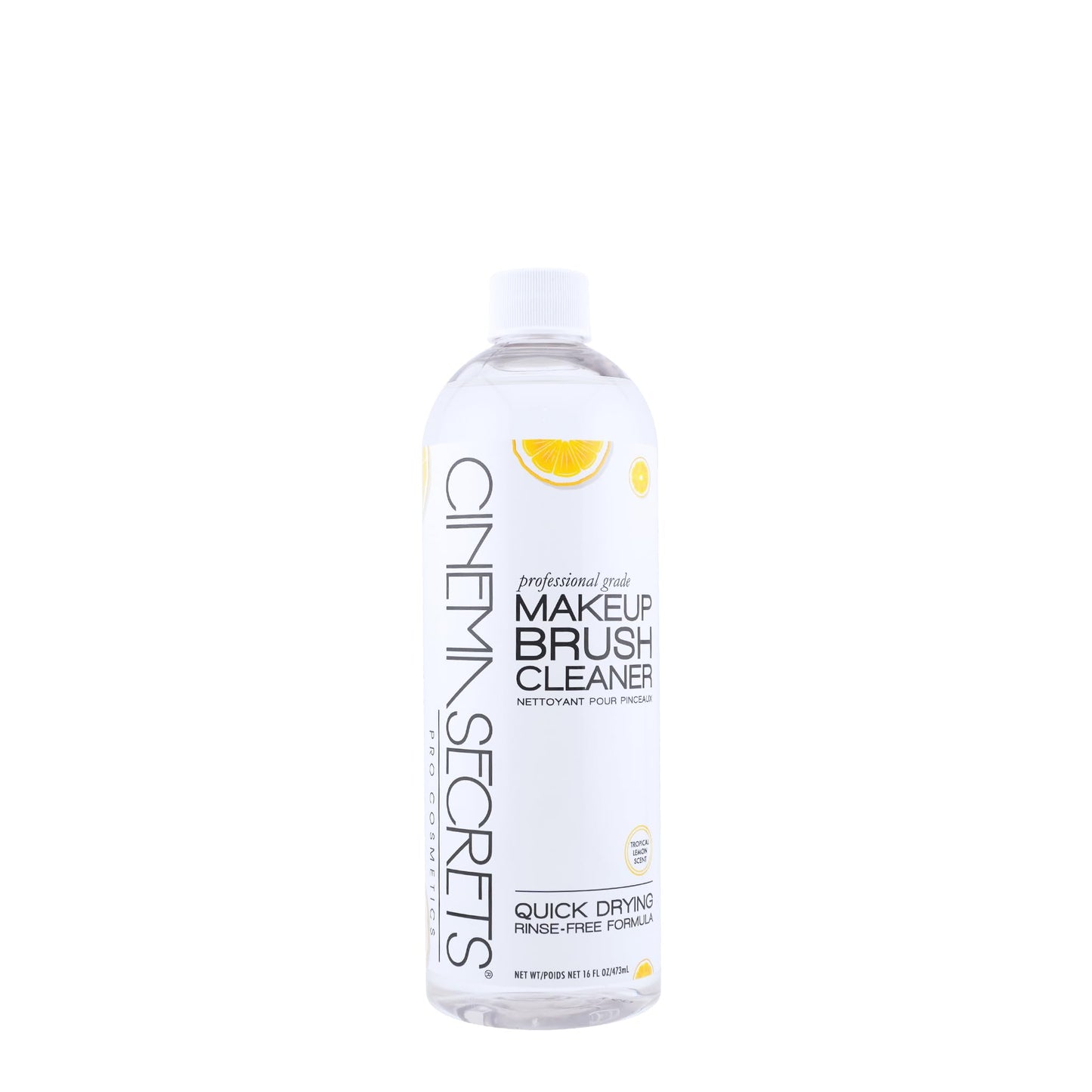 Cinema Secrets Original Makeup Brush Cleaner Solution - Professional Cleanser for Makeup Brushes - Quick-Drying, Rinse-Free Formula - Removes Stubborn Waterproof Make Up - Lemon (16 fl oz)