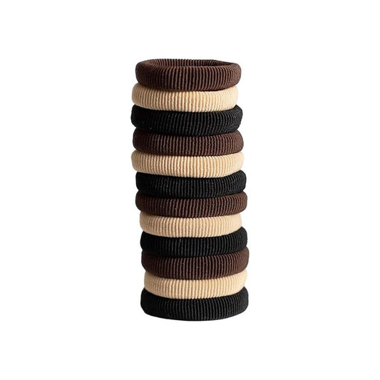 Namastay Hair Soft Elastic Hair Ties | No Damage Hair Ties for Thick Hair | Seamless, Non-Slip, Comfortable & Durable Elastic Hair Bands for Women's Hair | Unbreakable 12 Pc Black, Blonde & Brunette