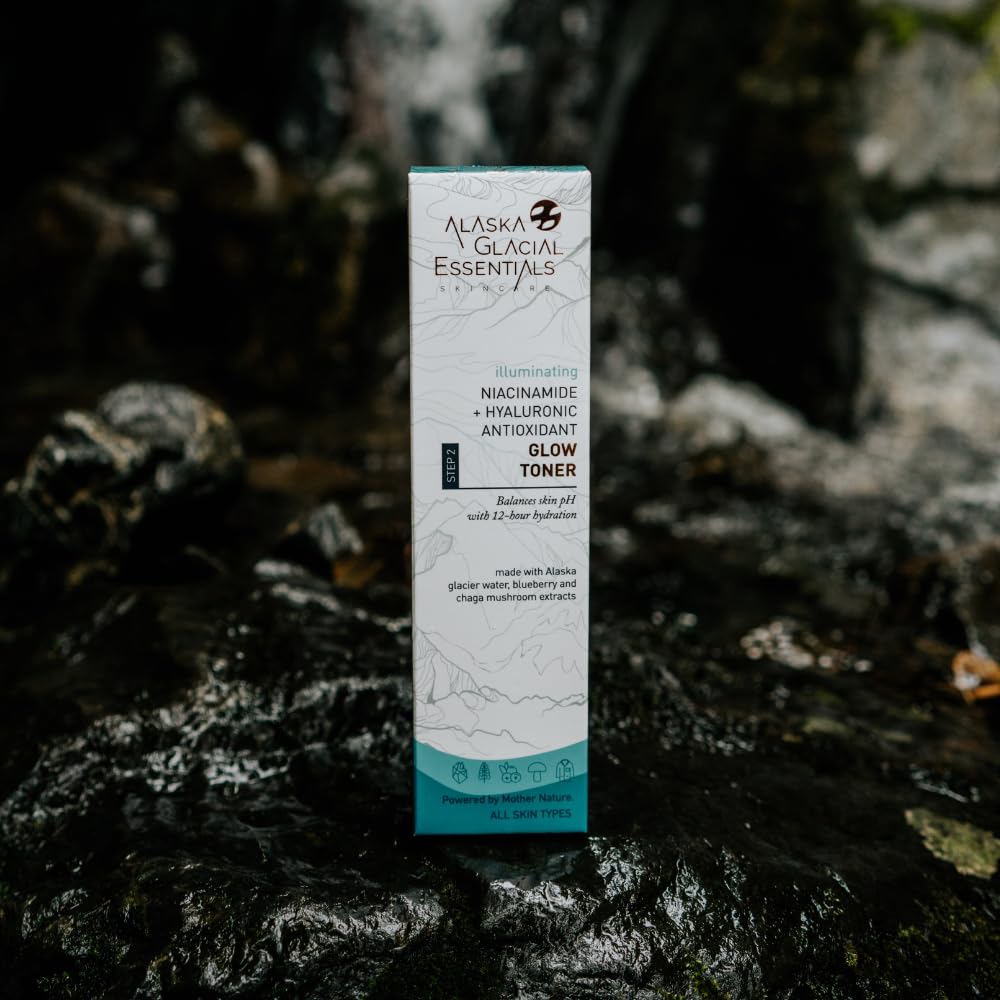 Alaska Glacial Niacinamide + Hyaluronic Glow Toner for Sensitive & Combination Skin | Refines Pores, Hydrates, Evens Tone | Antioxidant Brightening Mist – 120ml
