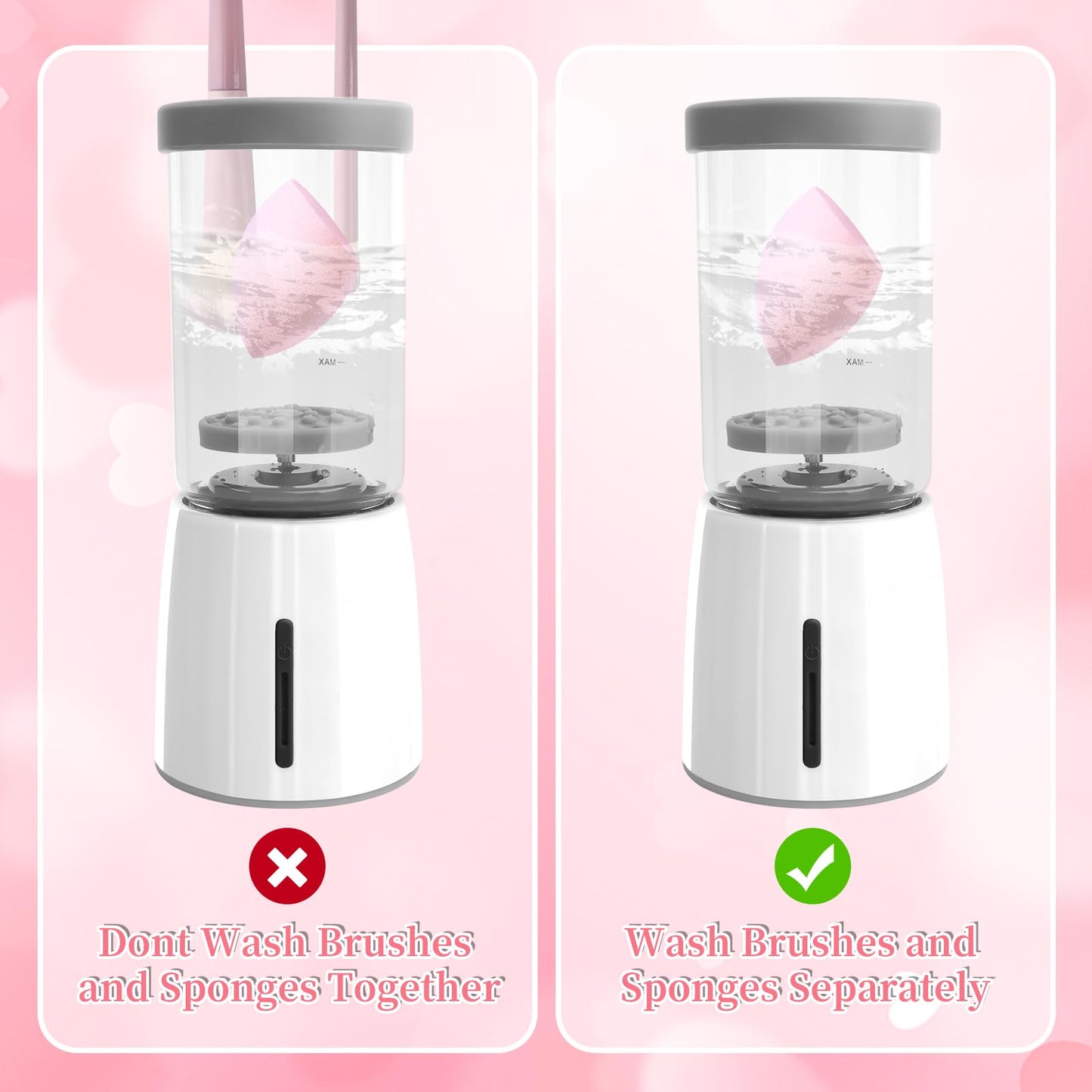 Electric Makeup Brush Cleaner Machine, Rechargeable Wireless Cosmetic Brushes Cleanser, Automatic Spinning Makeup Brush Washing Cleaner For All Size Makeup Brush and Sponges (White)