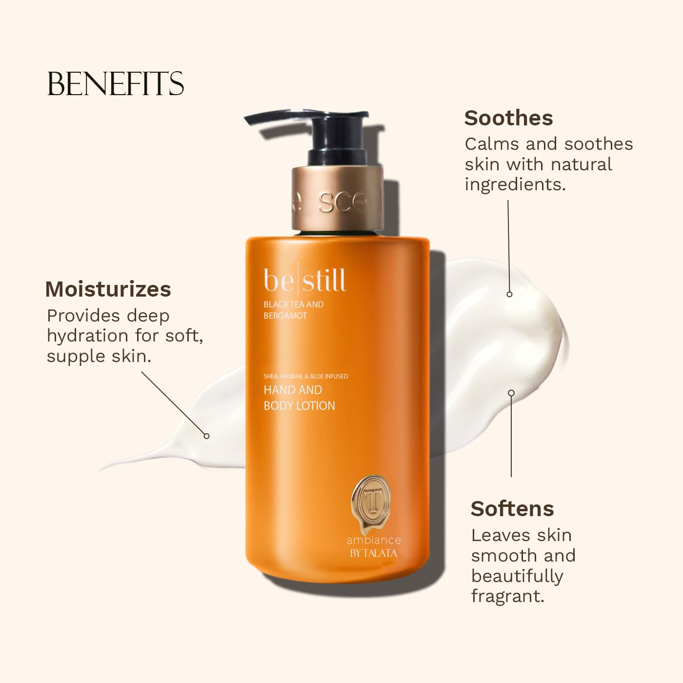 Plant-Based Hand and Body Lotion - Enriched with Baobab Oil & Aloe Vera - 10 Fl Oz | Black Tea & Bergamot Scent