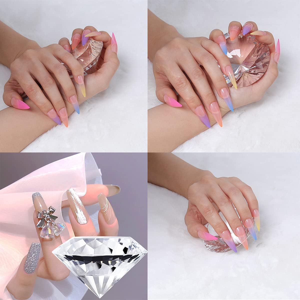 Crystal Diamond Nail Art Set - 80mm Metal Base & 120mm Crystal Base | Perfect for Stunning Nail Designs