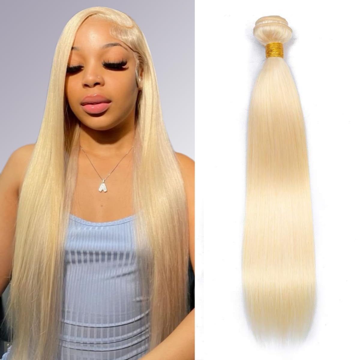 613 Blonde Human Hair Bundles - 20 Inch Straight 100% Unprocessed Brazilian Virgin Hair Extensions for Women