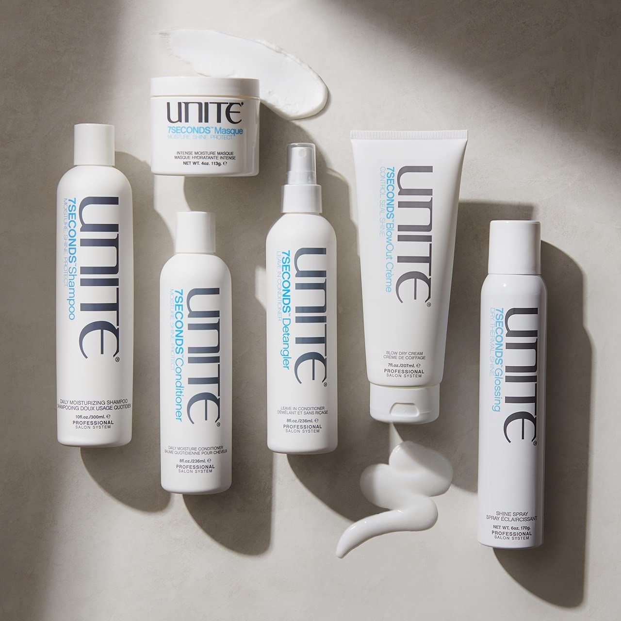 UNITE Hair 7SECONDS Shampoo, Conditioner & Detangler | Hydrates, Strengthens & Protects | UV & Heat Protection | 10 fl oz, 8 fl oz, 8 fl oz