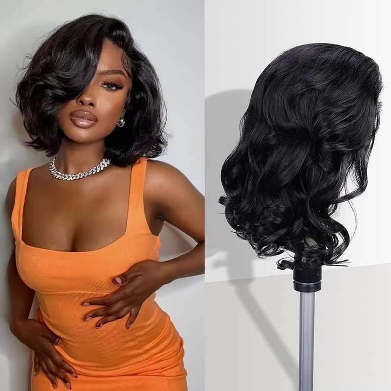 Human Hair Lace Front Wig - 13x4 Body Wave HD Transparent Lace | 180% Density, Pre-Plucked, 12 Inch Natural Color
