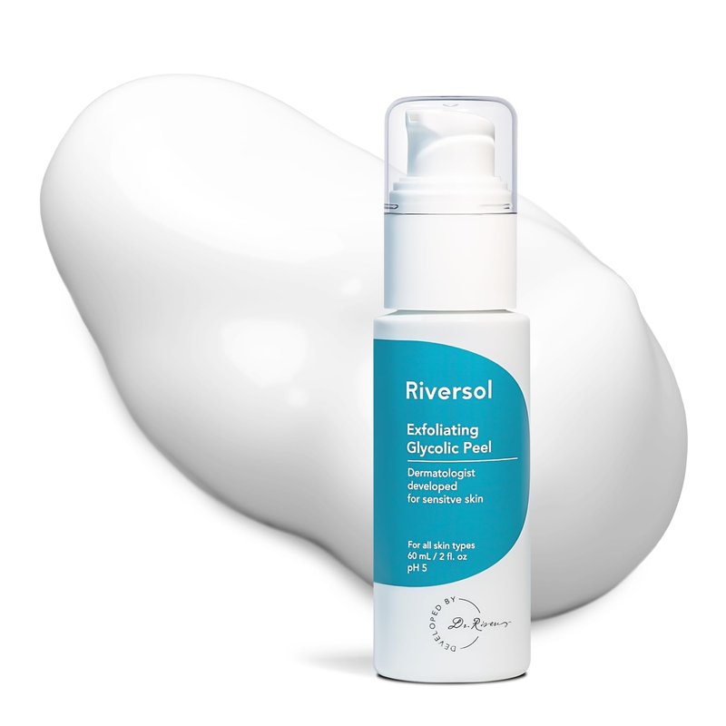Riversol Gentle Glycolic Acid Peel | Chemical Peel for Face | AHA Exfoliant for Sensitive Skin | Instantly Smoother, Brighter Looking Skin | Fragrance Free | Dermatologist Developed