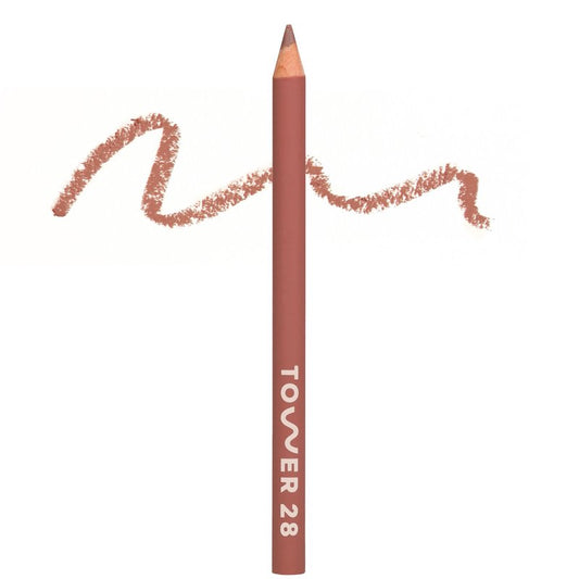 Tower 28 OneLiner - Multi-Use Creamy Lip Liner, Eyeliner & Face Makeup Pencil for Sensitive Skin - Hydrating, Vegan Formula with Shea Butter - Matte, Long-Lasting Finish - Pinky Taupe (1 Count)