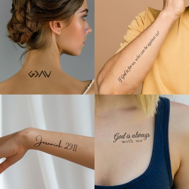 Christian Temporary Tattoos - Inspirational Scripture Designs | Motivational Bible Verses & Crosses