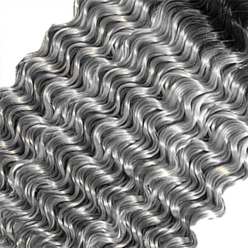 Ombre Grey Human Hair Bundles - 16, 18, 20 Inch Deep Wave | 12A Unprocessed Brazilian Virgin Hair for Black Women
