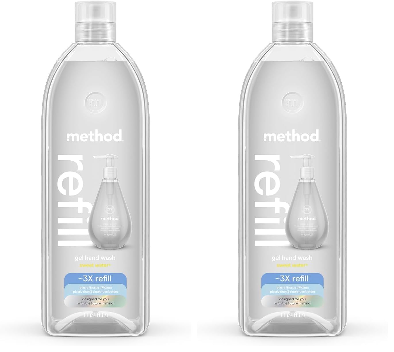 Method Gel Hand Soap, Refill, Sweet Water, 34 oz (Packaging May Vary) (Pack of 2)