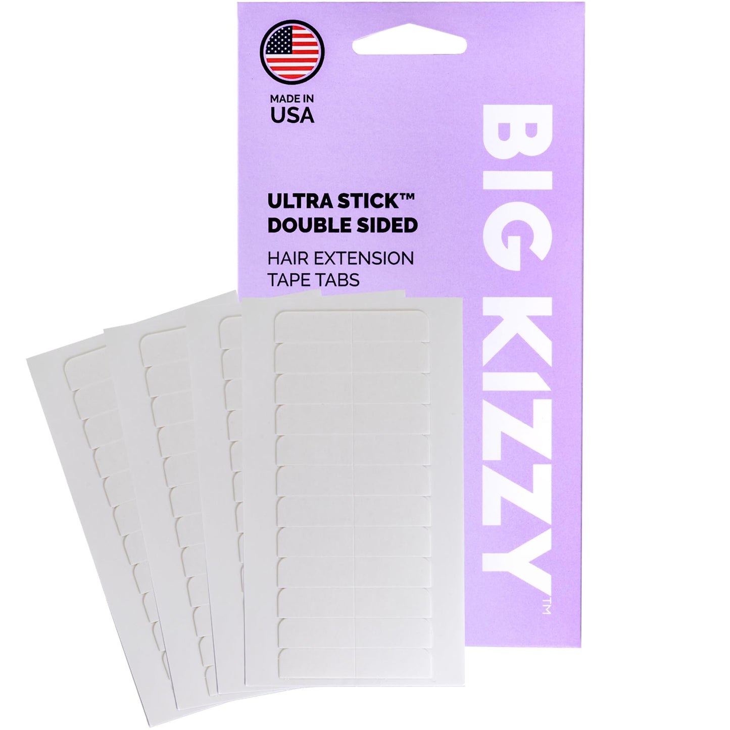 Big Kizzy Double Sided Ultra Stick Replacement Tape Tabs for Hair Extensions - 6-8+ weeks of wear - Strong Hold and Residue Free Tape for Tape In Hair Extensions - 144 Tabs